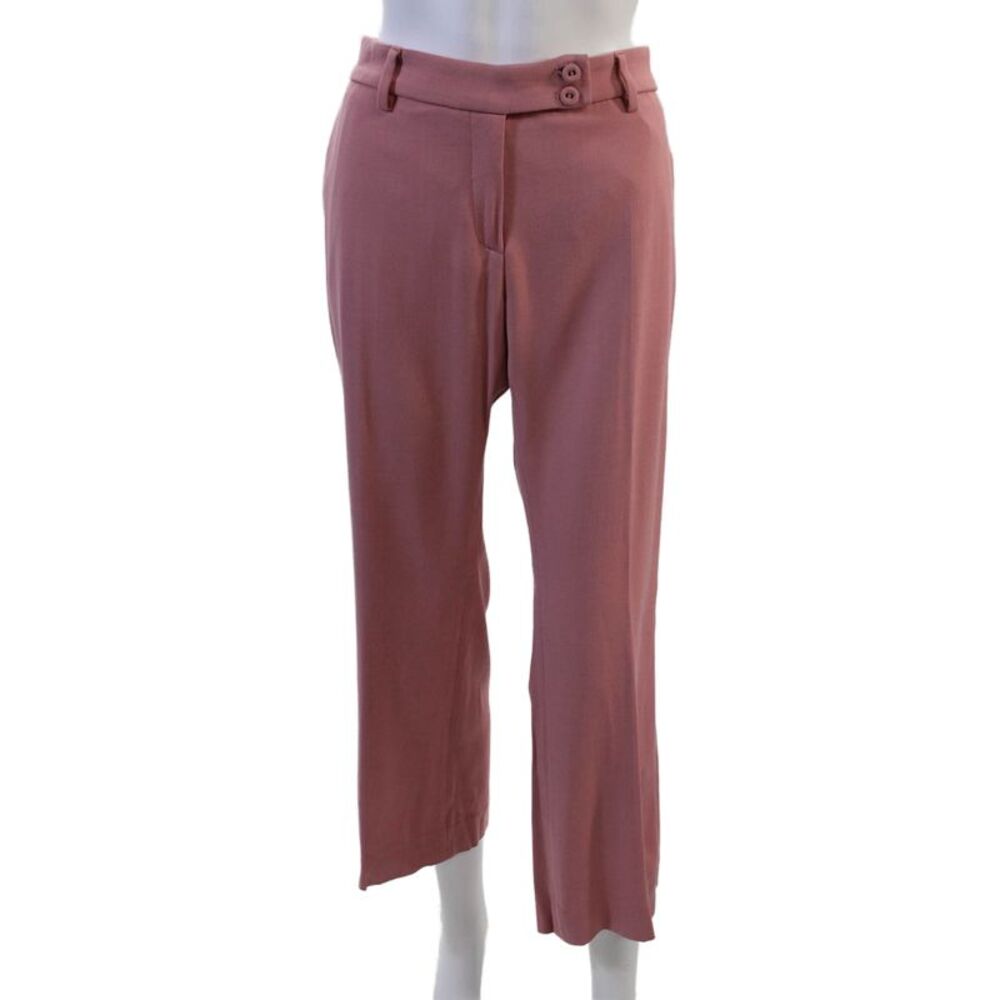 True Royal Womens Cropped Dress Pants Pink Button Size 44
